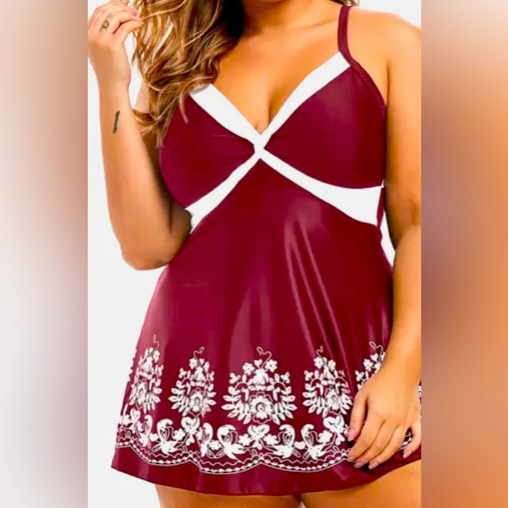 Size Floral Cami Tankini Top